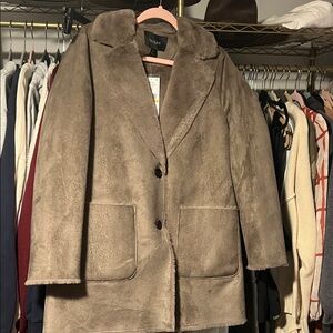 Karen Kane Suede Faux Fur-Lined Coat